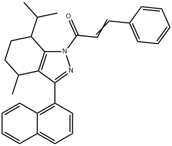 1-cinnamoyl-7-isopropyl-4-methyl-3-(1-naphthyl)-4,5,6,7-tetrahydro-1H-indazole 结构式