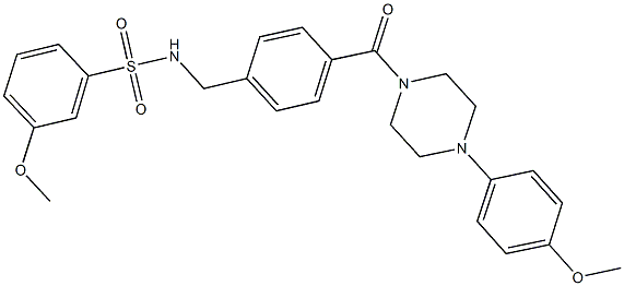 3-methoxy-N-(4-{[4-(4-methoxyphenyl)-1-piperazinyl]carbonyl}benzyl)benzenesulfonamide 结构式