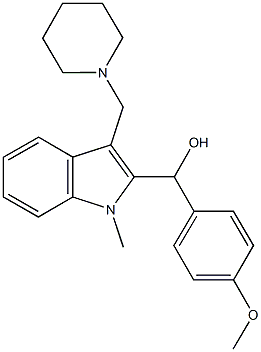 (4-methoxyphenyl)[1-methyl-3-(1-piperidinylmethyl)-1H-indol-2-yl]methanol 结构式