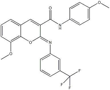 8-methoxy-N-(4-methoxyphenyl)-2-{[3-(trifluoromethyl)phenyl]imino}-2H-chromene-3-carboxamide 结构式