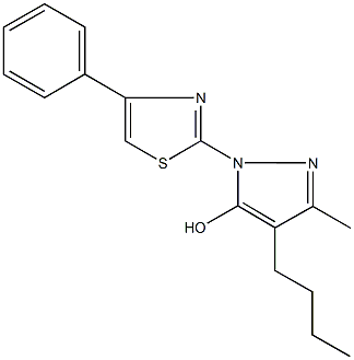 4-butyl-3-methyl-1-(4-phenyl-1,3-thiazol-2-yl)-1H-pyrazol-5-ol 结构式