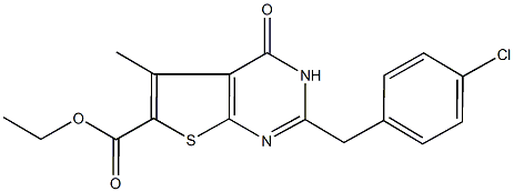ethyl 2-(4-chlorobenzyl)-5-methyl-4-oxo-3,4-dihydrothieno[2,3-d]pyrimidine-6-carboxylate 结构式