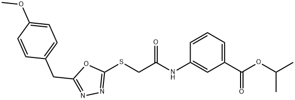 isopropyl 3-[({[5-(4-methoxybenzyl)-1,3,4-oxadiazol-2-yl]sulfanyl}acetyl)amino]benzoate 结构式