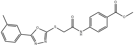 methyl 4-[({[5-(3-methylphenyl)-1,3,4-oxadiazol-2-yl]sulfanyl}acetyl)amino]benzoate 结构式