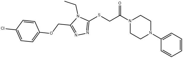 4-chlorophenyl (4-ethyl-5-{[2-oxo-2-(4-phenyl-1-piperazinyl)ethyl]sulfanyl}-4H-1,2,4-triazol-3-yl)methyl ether 结构式