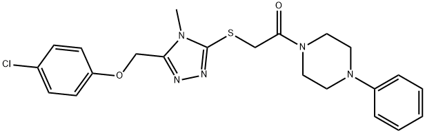 4-chlorophenyl (4-methyl-5-{[2-oxo-2-(4-phenyl-1-piperazinyl)ethyl]sulfanyl}-4H-1,2,4-triazol-3-yl)methyl ether 结构式