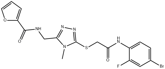 N-[(5-{[2-(4-bromo-2-fluoroanilino)-2-oxoethyl]sulfanyl}-4-methyl-4H-1,2,4-triazol-3-yl)methyl]-2-furamide 结构式