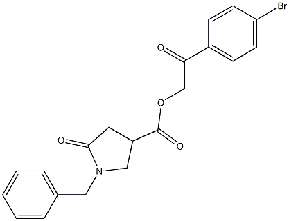 2-(4-bromophenyl)-2-oxoethyl 1-benzyl-5-oxo-3-pyrrolidinecarboxylate 结构式