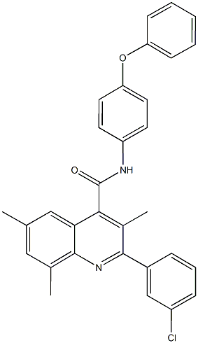 2-(3-chlorophenyl)-3,6,8-trimethyl-N-(4-phenoxyphenyl)-4-quinolinecarboxamide 结构式