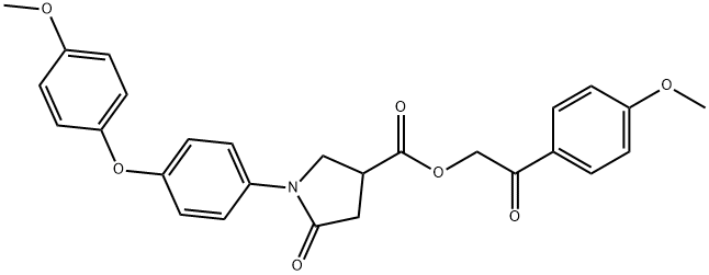 2-(4-methoxyphenyl)-2-oxoethyl 1-[4-(4-methoxyphenoxy)phenyl]-5-oxo-3-pyrrolidinecarboxylate 结构式