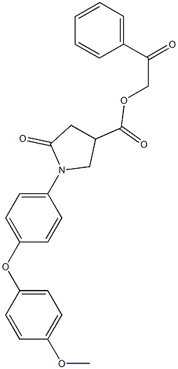 2-oxo-2-phenylethyl 1-[4-(4-methoxyphenoxy)phenyl]-5-oxo-3-pyrrolidinecarboxylate 结构式