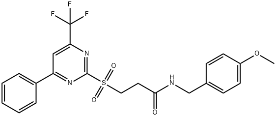 N-(4-methoxybenzyl)-3-{[4-phenyl-6-(trifluoromethyl)-2-pyrimidinyl]sulfonyl}propanamide 结构式