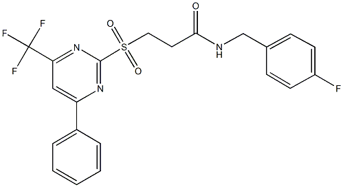 N-(4-fluorobenzyl)-3-{[4-phenyl-6-(trifluoromethyl)-2-pyrimidinyl]sulfonyl}propanamide 结构式