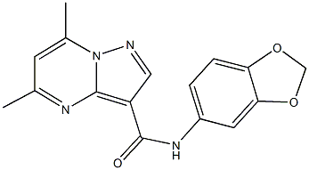 N-(1,3-benzodioxol-5-yl)-5,7-dimethylpyrazolo[1,5-a]pyrimidine-3-carboxamide 结构式