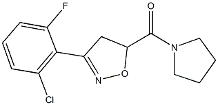 3-(2-chloro-6-fluorophenyl)-5-(1-pyrrolidinylcarbonyl)-4,5-dihydroisoxazole 结构式