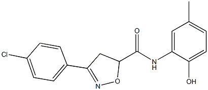 3-(4-chlorophenyl)-N-(2-hydroxy-5-methylphenyl)-4,5-dihydro-5-isoxazolecarboxamide 结构式