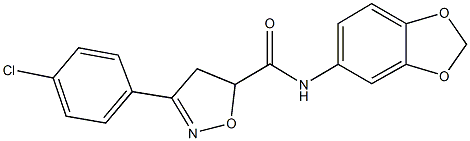 N-(1,3-benzodioxol-5-yl)-3-(4-chlorophenyl)-4,5-dihydro-5-isoxazolecarboxamide 结构式