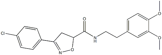 3-(4-chlorophenyl)-N-[2-(3,4-dimethoxyphenyl)ethyl]-4,5-dihydro-5-isoxazolecarboxamide 结构式