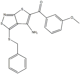 [4-amino-3-(benzylsulfanyl)thieno[2,3-c]isothiazol-5-yl](3-methoxyphenyl)methanone 结构式