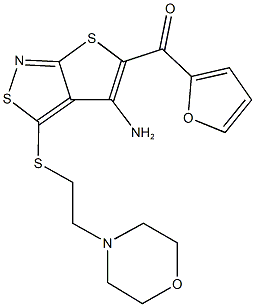 (4-amino-3-{[2-(4-morpholinyl)ethyl]sulfanyl}thieno[2,3-c]isothiazol-5-yl)(2-furyl)methanone 结构式