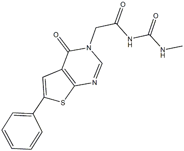 N-methyl-N'-[(4-oxo-6-phenylthieno[2,3-d]pyrimidin-3(4H)-yl)acetyl]urea 结构式