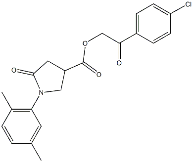 2-(4-chlorophenyl)-2-oxoethyl 1-(2,5-dimethylphenyl)-5-oxo-3-pyrrolidinecarboxylate 结构式