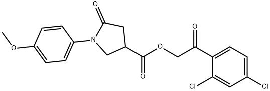 2-(2,4-dichlorophenyl)-2-oxoethyl 1-(4-methoxyphenyl)-5-oxo-3-pyrrolidinecarboxylate 结构式