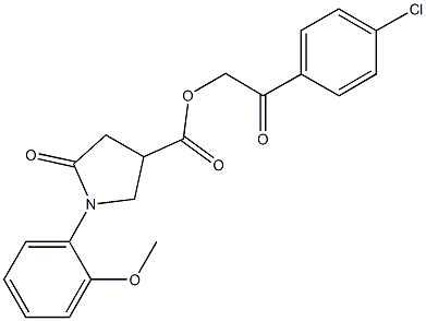 2-(4-chlorophenyl)-2-oxoethyl 1-(2-methoxyphenyl)-5-oxo-3-pyrrolidinecarboxylate 结构式