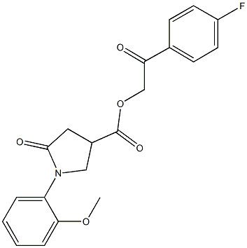 2-(4-fluorophenyl)-2-oxoethyl 1-(2-methoxyphenyl)-5-oxo-3-pyrrolidinecarboxylate 结构式