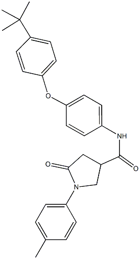 N-[4-(4-tert-butylphenoxy)phenyl]-1-(4-methylphenyl)-5-oxo-3-pyrrolidinecarboxamide 结构式