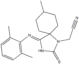{4-[(2,6-dimethylphenyl)imino]-8-methyl-2-thioxo-1,3-diazaspiro[4.5]dec-1-yl}acetonitrile 结构式