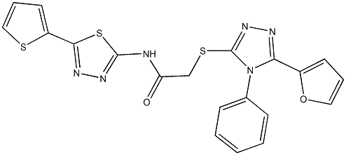 2-{[5-(2-furyl)-4-phenyl-4H-1,2,4-triazol-3-yl]sulfanyl}-N-[5-(2-thienyl)-1,3,4-thiadiazol-2-yl]acetamide 结构式