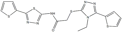 2-{[4-ethyl-5-(2-thienyl)-4H-1,2,4-triazol-3-yl]sulfanyl}-N-[5-(2-thienyl)-1,3,4-thiadiazol-2-yl]acetamide 结构式