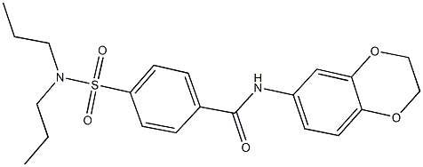 N-(2,3-dihydro-1,4-benzodioxin-6-yl)-4-[(dipropylamino)sulfonyl]benzamide 结构式