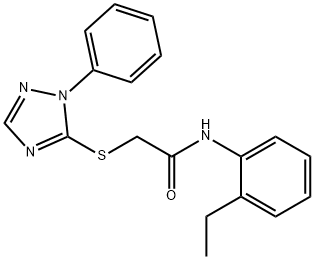 N-(2-ethylphenyl)-2-[(1-phenyl-1H-1,2,4-triazol-5-yl)sulfanyl]acetamide 结构式