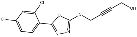 4-{[5-(2,4-dichlorophenyl)-1,3,4-oxadiazol-2-yl]sulfanyl}-2-butyn-1-ol 结构式