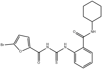 2-({[(5-bromo-2-furoyl)amino]carbothioyl}amino)-N-cyclohexylbenzamide 结构式