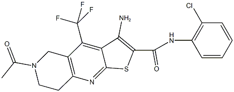 6-acetyl-3-amino-N-(2-chlorophenyl)-4-(trifluoromethyl)-5,6,7,8-tetrahydrothieno[2,3-b][1,6]naphthyridine-2-carboxamide 结构式