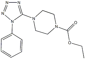 ethyl 4-(1-phenyl-1H-tetraazol-5-yl)-1-piperazinecarboxylate 结构式