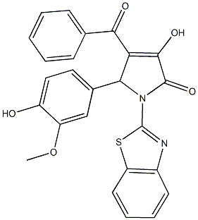 1-(1,3-benzothiazol-2-yl)-4-benzoyl-3-hydroxy-5-(4-hydroxy-3-methoxyphenyl)-1,5-dihydro-2H-pyrrol-2-one 结构式