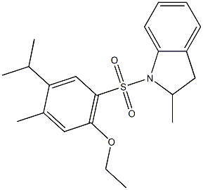 ethyl 4-isopropyl-5-methyl-2-[(2-methyl-2,3-dihydro-1H-indol-1-yl)sulfonyl]phenyl ether 结构式