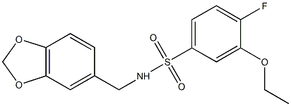 N-(1,3-benzodioxol-5-ylmethyl)-3-ethoxy-4-fluorobenzenesulfonamide 结构式