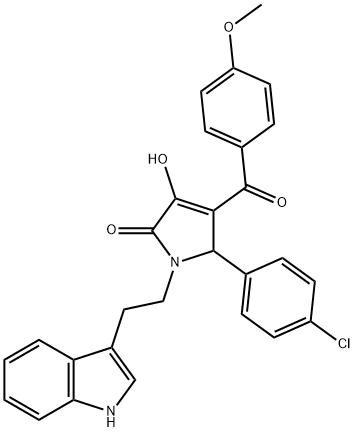 5-(4-chlorophenyl)-3-hydroxy-1-[2-(1H-indol-3-yl)ethyl]-4-(4-methoxybenzoyl)-1,5-dihydro-2H-pyrrol-2-one 结构式