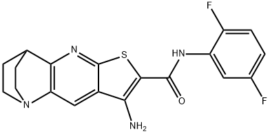 8-amino-N-(2,5-difluorophenyl)-1,2,3,4-tetrahydro-1,4-ethanothieno[2,3-b][1,5]naphthyridine-7-carboxamide 结构式