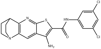 8-amino-N-(3,5-dichlorophenyl)-1,2,3,4-tetrahydro-1,4-ethanothieno[2,3-b][1,5]naphthyridine-7-carboxamide 结构式