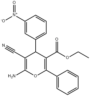 ethyl 6-amino-5-cyano-4-{3-nitrophenyl}-2-phenyl-4H-pyran-3-carboxylate 结构式