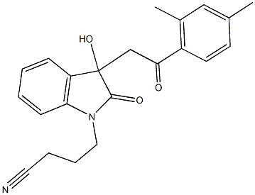 4-{3-[2-(2,4-dimethylphenyl)-2-oxoethyl]-3-hydroxy-2-oxo-2,3-dihydro-1H-indol-1-yl}butanenitrile 结构式