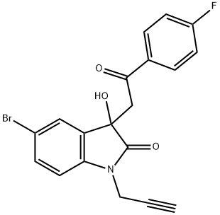 5-bromo-3-[2-(4-fluorophenyl)-2-oxoethyl]-3-hydroxy-1-(2-propynyl)-1,3-dihydro-2H-indol-2-one 结构式