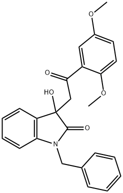 1-benzyl-3-[2-(2,5-dimethoxyphenyl)-2-oxoethyl]-3-hydroxy-1,3-dihydro-2H-indol-2-one 结构式