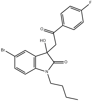 5-bromo-1-butyl-3-[2-(4-fluorophenyl)-2-oxoethyl]-3-hydroxy-1,3-dihydro-2H-indol-2-one 结构式